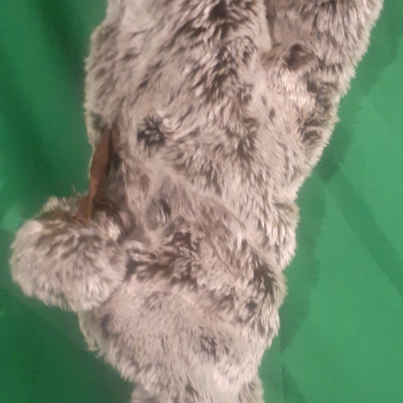 World market gray faux fur pom Christmas stocking - Picture 2 of 4